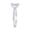 Thumbnail Image 3 of Emerald-Cut Aquamarine and 0.10 CT. T.W. Diamond Prong Engagement Ring in 14K White Gold