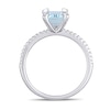 Thumbnail Image 4 of Emerald-Cut Aquamarine and 0.10 CT. T.W. Diamond Prong Engagement Ring in 14K White Gold