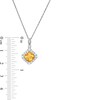 Cushion-Cut Citrine and Lab-Created White Sapphire Frame Pendant and Drop Earrings Set in Sterling Silver