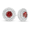 Thumbnail Image 0 of 5.0mm Garnet and Lab-Created White Sapphire Double Frame Stud Earrings in Sterling Silver
