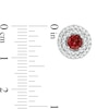 5.0mm Garnet and Lab-Created White Sapphire Double Frame Stud Earrings in Sterling Silver