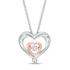 Thumbnail Image 0 of Diamond Accent Double Heart Outline Pendant in Sterling Silver with 14K Rose Gold Plate