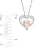 Diamond Accent Double Heart Outline Pendant in Sterling Silver with 14K Rose Gold Plate