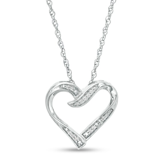 0.04 CT. T.W. Diamond Ribbon Heart Pendant in Sterling Silver 0.04 CT. T.W. Diamond Ribbon Heart Pendant in Sterling Silver