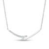Thumbnail Image 1 of 0.04 CT. T.W. Diamond Double Bypass Bar Curved Necklace in Sterling Silver