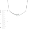 Thumbnail Image 3 of 0.04 CT. T.W. Diamond Double Bypass Bar Curved Necklace in Sterling Silver