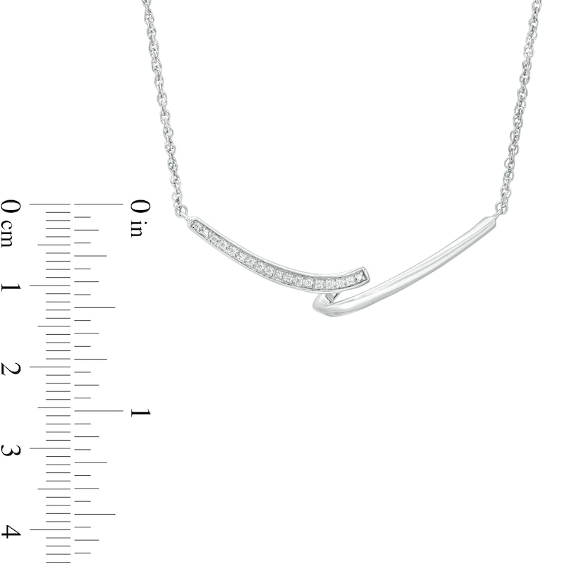 0.04 CT. T.W. Diamond Double Bypass Bar Curved Necklace in Sterling Silver