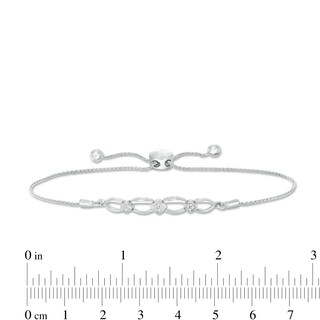 0.04 CT. T.W. Composite Diamond Alternating Oval and Tilted Square Bolo Bracelet in Sterling Silver - 9.5"