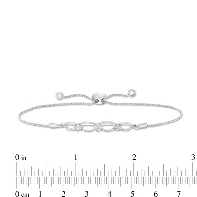 0.04 CT. T.W. Composite Diamond Alternating Oval and Tilted Square Bolo Bracelet in Sterling Silver - 9.5"