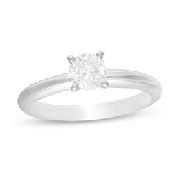 0.58 CT. Certified Canadian Diamond Solitaire Engagement Ring in 10K White Gold (I/I3)