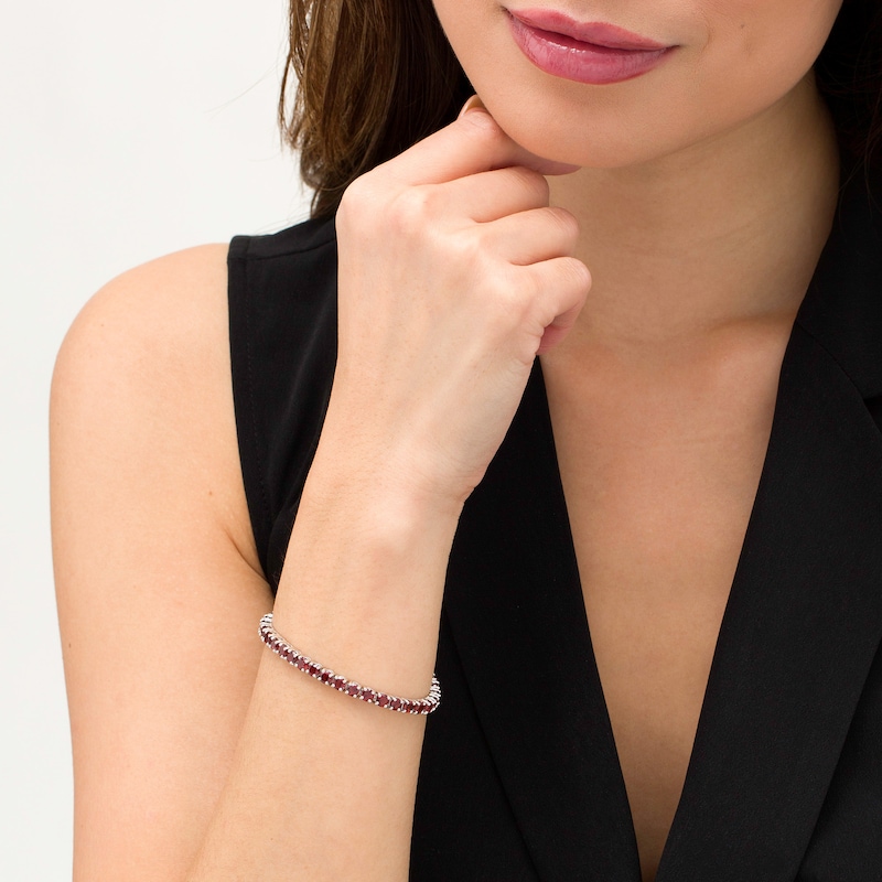Main Image 2 of 4.0mm Garnet Tennis Bracelet in Sterling Silver
