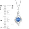 Thumbnail Image 2 of Lab-Created Ceylon Blue and White Sapphire Cascading Infinity Frame Pendant and Drop Earrings Set in Sterling Silver