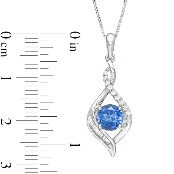 Lab-Created Ceylon Blue and White Sapphire Cascading Infinity Frame Pendant and Drop Earrings Set in Sterling Silver