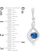 Thumbnail Image 3 of Lab-Created Ceylon Blue and White Sapphire Cascading Infinity Frame Pendant and Drop Earrings Set in Sterling Silver