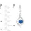 Thumbnail Image 3 of Lab-Created Ceylon Blue and White Sapphire Cascading Infinity Frame Pendant and Drop Earrings Set in Sterling Silver