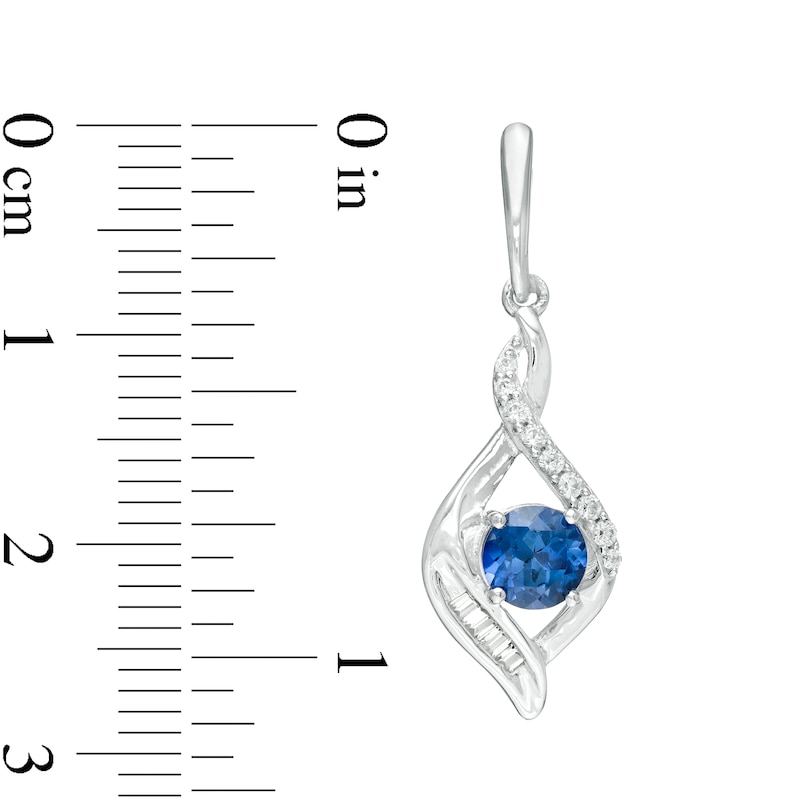 Lab-Created Ceylon Blue and White Sapphire Cascading Infinity Frame Pendant and Drop Earrings Set in Sterling Silver