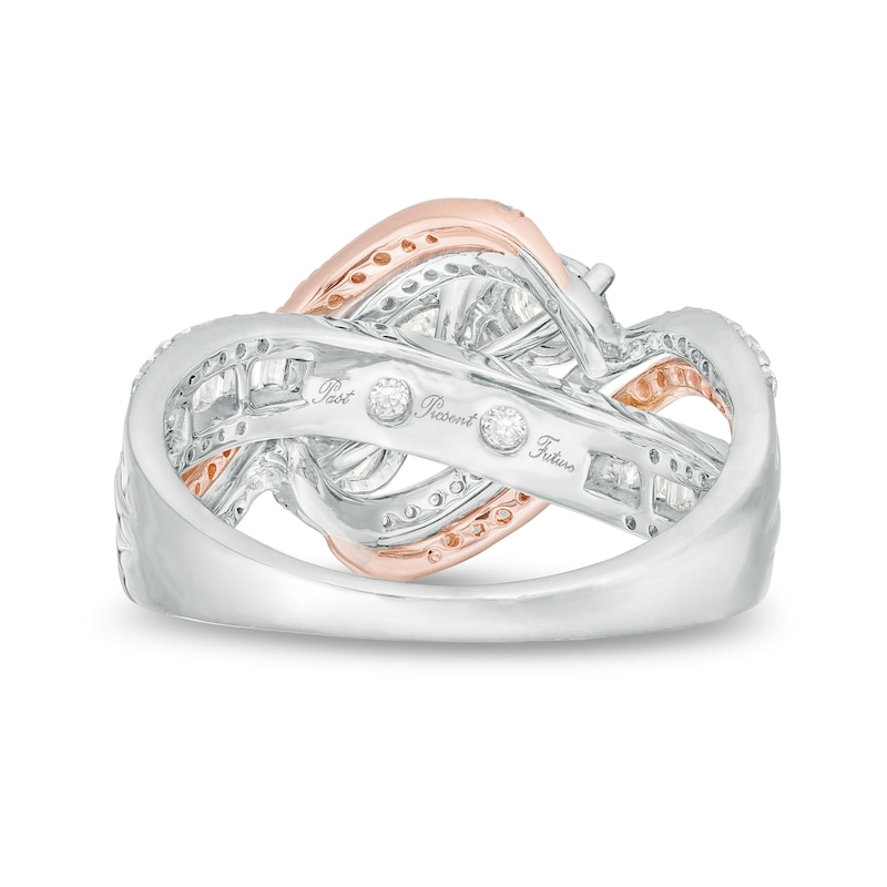 Main Image 4 of 1.00 CT. T.W. Diamond Past Present Future® Bypass Engagement Ring in 10K Two-Tone Gold