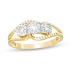 Thumbnail Image 0 of 0.25 CT. T.W. Diamond Past Present Future® Bypass Split Shank Engagement Ring in 10K Gold