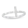 Thumbnail Image 0 of 0.145 CT. T.W. Baguette and Round Diamond Sideways Cross Ring in 10K White Gold