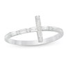 Thumbnail Image 1 of 0.145 CT. T.W. Baguette and Round Diamond Sideways Cross Ring in 10K White Gold