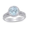 Thumbnail Image 1 of 8.0mm Aquamarine and 0.35 CT. T.W. Diamond Frame Bridal Set in 14K White Gold