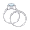 Thumbnail Image 4 of 8.0mm Aquamarine and 0.35 CT. T.W. Diamond Frame Bridal Set in 14K White Gold
