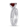 Thumbnail Image 3 of 8.0mm Cushion-Cut Garnet and 0.23 CT. T.W. Diamond Bridal Set in 14K White Gold