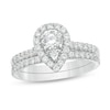 Thumbnail Image 1 of 0.98 CT. T.W. Pear-Shaped Multi-Diamond Frame Bridal Set in 10K White Gold