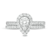 Thumbnail Image 4 of 0.98 CT. T.W. Pear-Shaped Multi-Diamond Frame Bridal Set in 10K White Gold