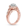 Thumbnail Image 2 of 0.95 CT. T.W. Diamond Double Oval Frame Twist Shank Bridal Set in 10K Rose Gold