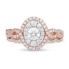 Thumbnail Image 3 of 0.95 CT. T.W. Diamond Double Oval Frame Twist Shank Bridal Set in 10K Rose Gold