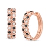 Thumbnail Image 1 of 0.45 CT. T.W. Enhanced Black and White Diamond Alternating Double Row Hoop Earrings in 10K Rose Gold