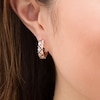 Thumbnail Image 2 of 0.45 CT. T.W. Enhanced Black and White Diamond Alternating Double Row Hoop Earrings in 10K Rose Gold