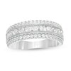 Thumbnail Image 1 of 1.29 CT. T.W. Diamond Triple Row Vintage-Style Anniversary Ring in 10K White Gold