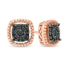 Thumbnail Image 0 of 0.145 CT. T.W. Black Diamond Cushion Frame Stud Earrings in 10K Rose Gold