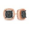 Thumbnail Image 1 of 0.145 CT. T.W. Black Diamond Cushion Frame Stud Earrings in 10K Rose Gold