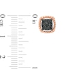 Thumbnail Image 2 of 0.145 CT. T.W. Black Diamond Cushion Frame Stud Earrings in 10K Rose Gold
