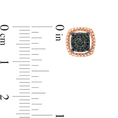 0.145 CT. T.W. Black Diamond Cushion Frame Stud Earrings in 10K Rose Gold