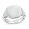 Thumbnail Image 1 of Vera Wang Men 0.04 CT. T.W. Diamond Etched Chevron Signet Ring in Sterling Silver