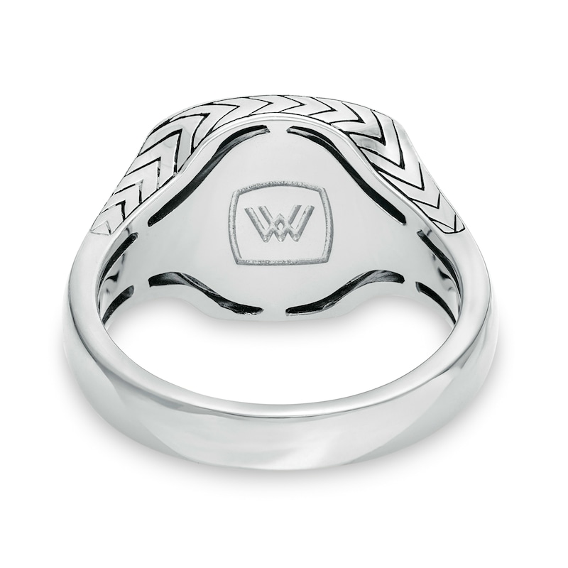 Main Image 3 of Vera Wang Men 0.04 CT. T.W. Diamond Etched Chevron Signet Ring in Sterling Silver