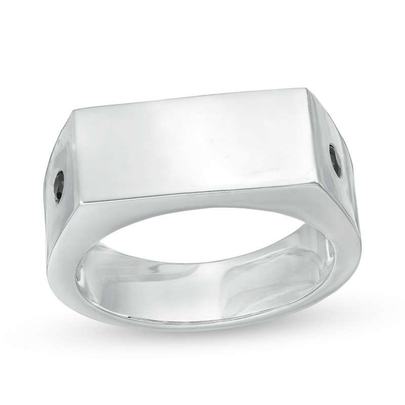 Vera Wang Men 0.145 CT. T.W. Black Diamond Bar Ring in Sterling Silver|Peoples Jewellers