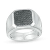 Thumbnail Image 0 of Vera Wang Men 0.45 CT. T.W. Enhanced Black Octagonal Composite Diamond Signet Ring in Sterling Silver