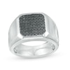 Thumbnail Image 1 of Vera Wang Men 0.45 CT. T.W. Enhanced Black Octagonal Composite Diamond Signet Ring in Sterling Silver