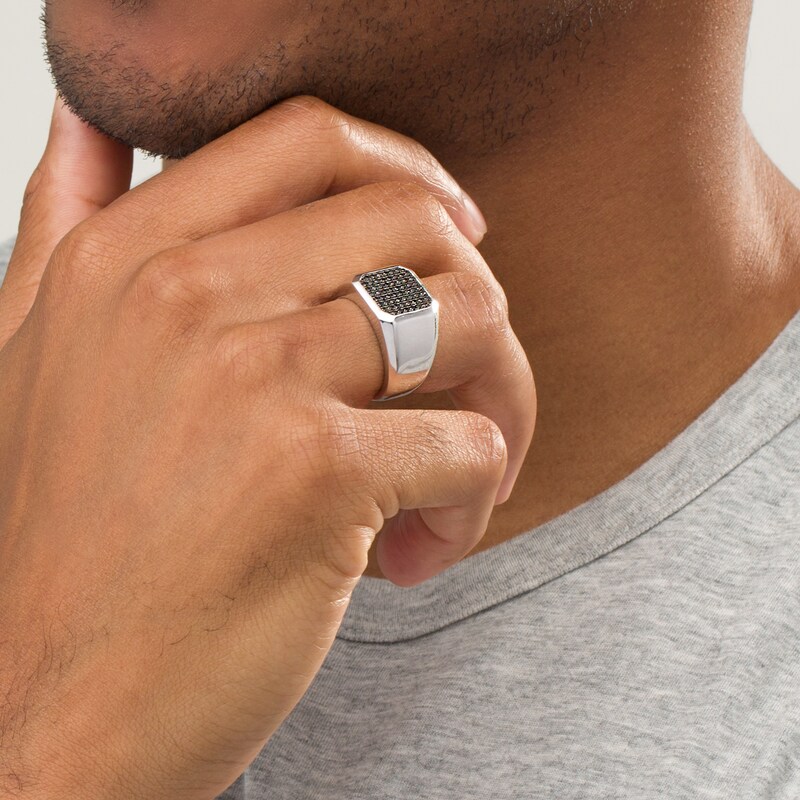 Main Image 2 of Vera Wang Men 0.45 CT. T.W. Enhanced Black Octagonal Composite Diamond Signet Ring in Sterling Silver