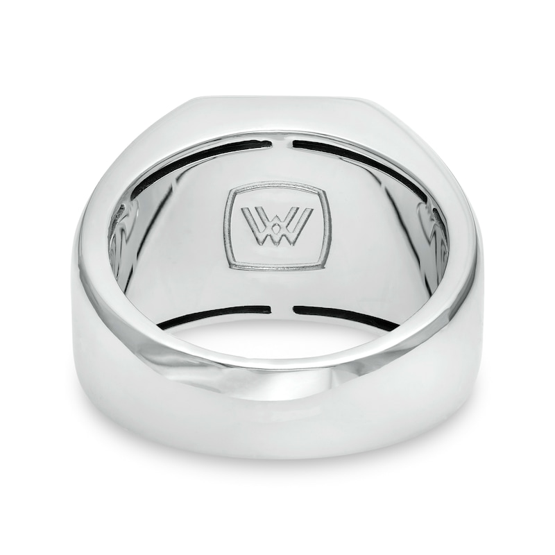 Vera Wang Men 0.45 CT. T.W. Enhanced Black Octagonal Composite Diamond Signet Ring in Sterling Silver|Peoples Jewellers