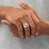 Thumbnail Image 1 of Vera Wang Men 0.18 CT. T.W. Black Diamond "V" Bevelled Edge Signet Ring in Sterling Silver