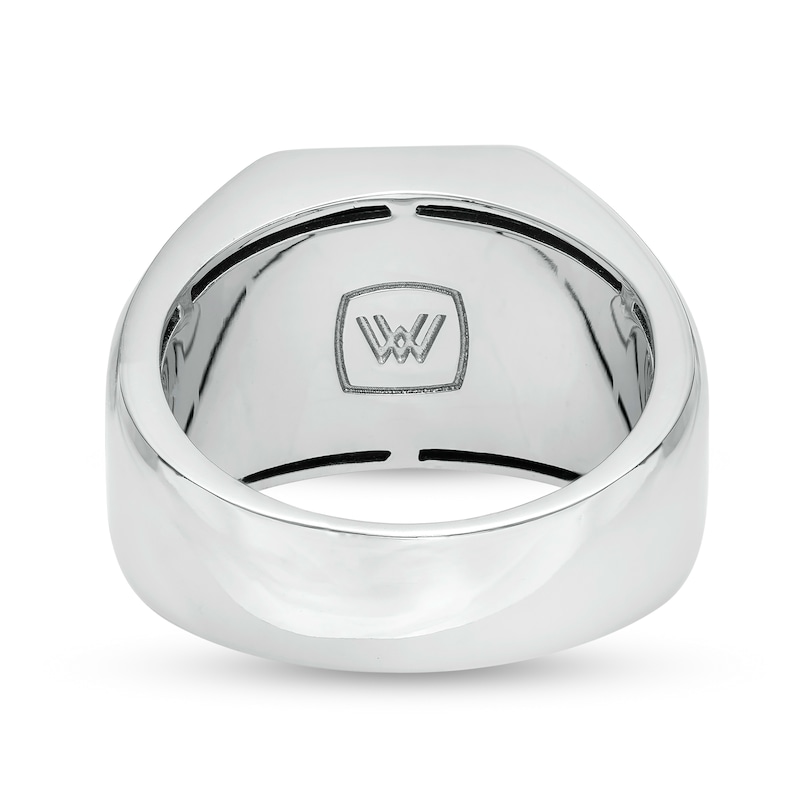 Main Image 3 of Vera Wang Men 0.18 CT. T.W. Black Diamond "V" Bevelled Edge Signet Ring in Sterling Silver