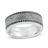 Thumbnail Image 0 of Vera Wang Men 0.45 CT. T.W. Black Diamond Antique-Finished Chevron Ring in Sterling Silver