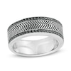 Vera Wang Men 0.45 CT. T.W. Black Diamond Antique-Finished Chevron Ring in Sterling Silver