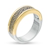 Vera Wang Men Antique-Finished Chevron Pattern Ring in Sterling Silver and 10K Gold